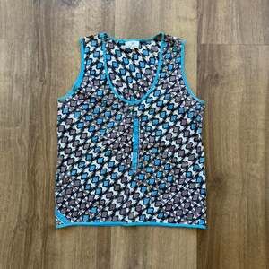 Anokhi blue and taupe lightweight 100% cotton tank top